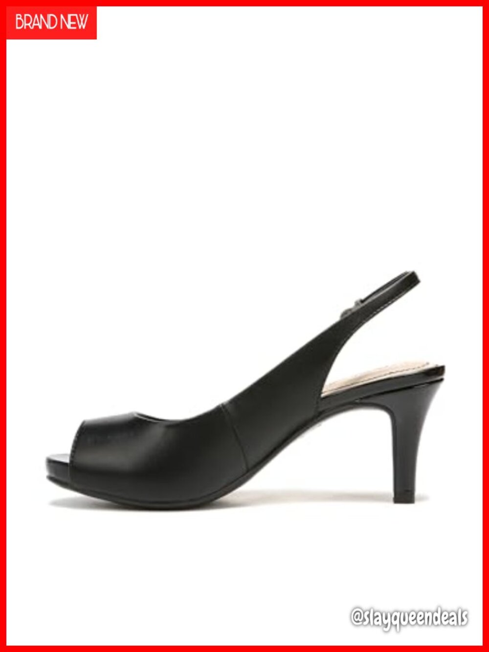 Faux Leather Peep Toe Slingback Pump Concealed Platform Buckle